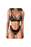 ZTIANEF Bas basLingerie érotique Sexy Femme Trois Points, Noir, XL