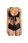 Costume de Femme de chambreSexy ajourée Lingerie érotique à Trois Points, Noir, M