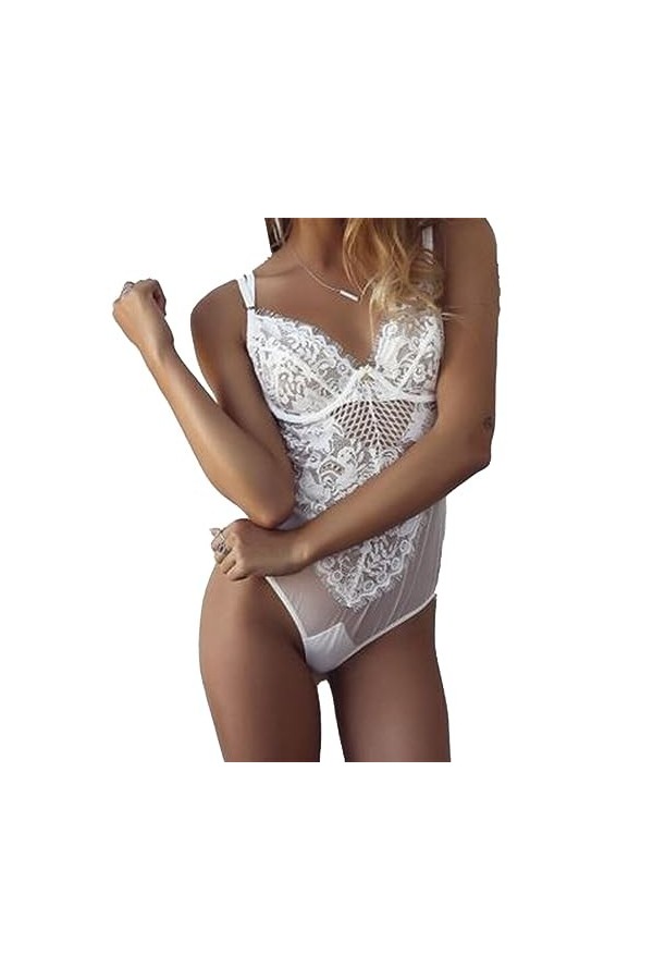 ZTIANEF Costumes Sexy Femme Body Sexy Dentelle Maille Transparente Voir Bien Lingerie Ensemble Vêtements De Nuit Sous-Vêtemen