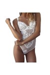 ZTIANEF Costumes Sexy Femme Body Sexy Dentelle Maille Transparente Voir Bien Lingerie Ensemble Vêtements De Nuit Sous-Vêtemen