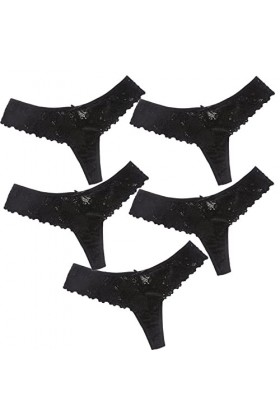 Yintry Strings Sexy pour Femmes, Tangas en Dentelle, Culotte Respirante, Bikini en Maille, Culottes Taille Basse, sous-vêteme