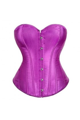WEITING Plus Size Satin Dance Overbust Corselet Body Shaperwear Femmes Sexy Corsets Et Bustiers-Violet,XXXL