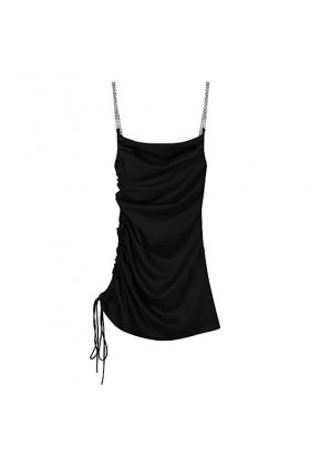 SHANHE Robe Femmes Sexy Vert Satin Plissée Conception Haute Qualité Tempérament en Métal Épaule Wrap Hanche Robe Courte Mini 