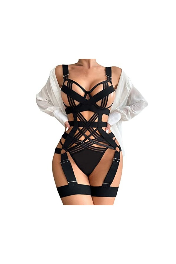 UOWEG Design pour Femmes livré avec Play Sexy Lingerie Sexy Set String Taille Haute Black, S 