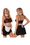 CHOUBAGUAI Ensemble de lingerie en maille transparente pour cosplay de soubrette avec bretelles réglables, caraco jupe, annea