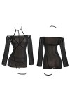 LureZone Body sexy en dentelle pour femme, 6846 Noir, taille unique