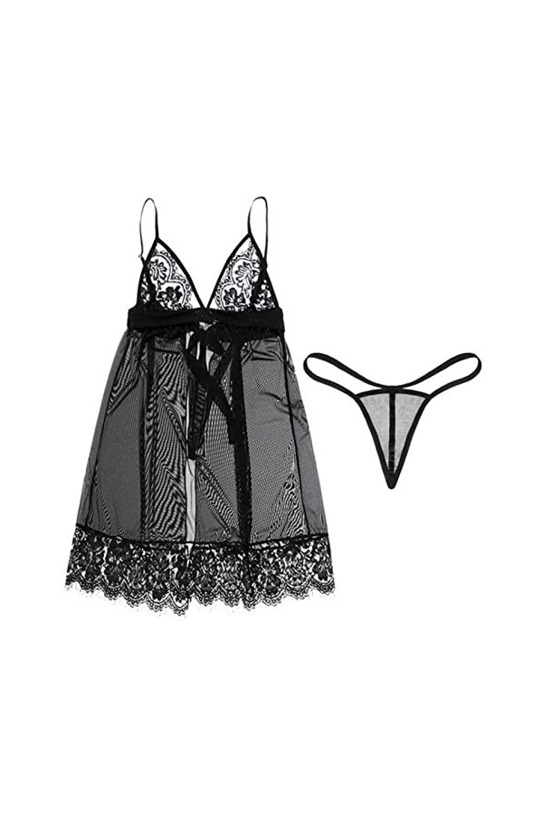 WEITING Sous-vêtements sexy sans fil pour femme - Noir - XL