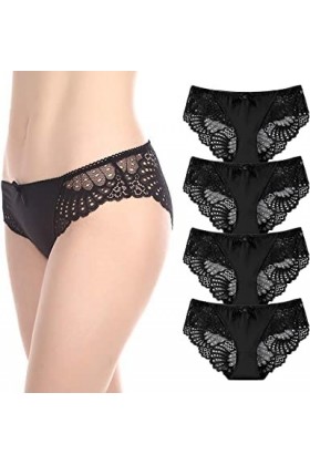 Coswe - Slip sexy extensible en soie et dentelle pour femme, 4XL