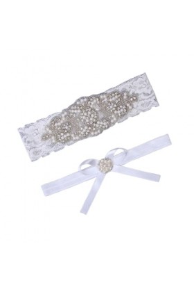 Abaodam 2Pcs Porte-Jarretelles De Mariée Jarretière De Mariée En Cristal Jarretière De Mariée En Dentelle Jarretière De Jambe