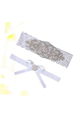 Abaodam 2Pcs Porte-Jarretelles De Mariée Jarretière De Mariée En Cristal Jarretière De Mariée En Dentelle Jarretière De Jambe