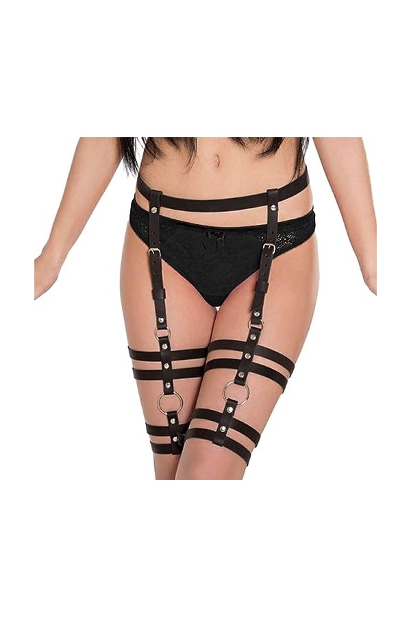 WUUISDNX 2 Ensemble de Ceinture de jambe réglable en PU pour femmes, ceinture ajustée et respirante à la mode, harnais de jam