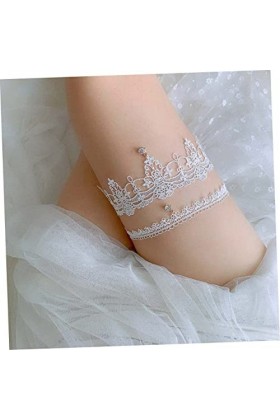 6 Pcs Jarretière De Mariée Bas De Soie pour Femmes Blanc Strass Femmes Costumes Robe De Mariée Jarretière Dentelle Jarretière