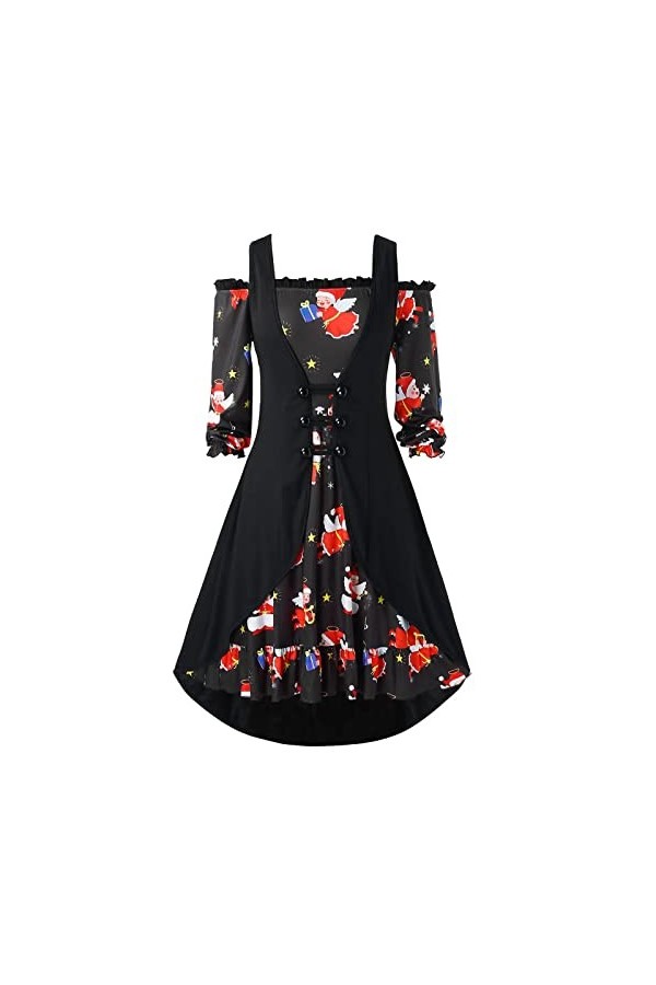 Hepburn Robe de soirée vintage à manches longues et épaules dénudées Mini robe de soirée A-Line cintrée Slim Fit Rockabilly p