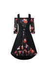 Hepburn Robe de soirée vintage à manches longues et épaules dénudées Mini robe de soirée A-Line cintrée Slim Fit Rockabilly p