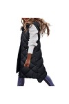 Gefomuofe Gilet matelassé pour femme - Veste matelassée sans manches - Légère et longue - Fermeture éclair - Couleur unie - C