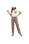 Pyjama Femme, Casual Skin Friendly Femme Homewear Léger Long Pantalon Imprimé Léopard Doux pour la Maison pour la Sieste 1 