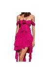 Jarretelles pour Femmes Sexy évidées Robe de Fleur de Sens de Conception irrégulière Mini Robe pour Fête Femmes Hot Pink, S 