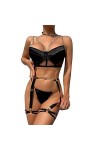 Lingerie pour Femmes avec Porte-Jarretelles Cou Soutien-Gorge Et Culotte Sexy Taches Bretelles Body 5 Pièces Soutien-Gorge Et
