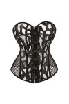 WEITING Évider Overbust Corset Noir Blanc Maille Respirant Taille Bustier Top Lingerie Corselet-Noir,M