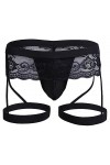 SINMIUANIME Culotte de bikini en dentelle pour homme à trois points, sous-vêtements en maille transparente avec dos en T et s