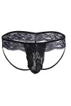 SINMIUANIME Culotte de bikini en dentelle pour homme à trois points, sous-vêtements en maille transparente avec dos en T et s