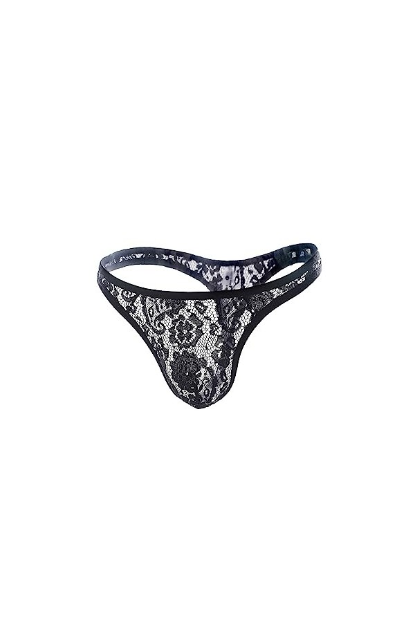 SINMIUANIME Culotte de bikini en dentelle pour homme à trois points, sous-vêtements en maille transparente avec dos en T et s
