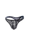 SINMIUANIME Culotte de bikini en dentelle pour homme à trois points, sous-vêtements en maille transparente avec dos en T et s