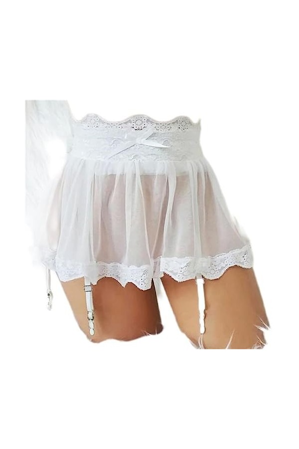 CHUNNUAN Lingerie Sexy pour Le Sexe Mini Jupe Cosplay Jupes Femmes Sexy Robe en Dentelle Nuisette Pince Suspendue Jupe Amusan
