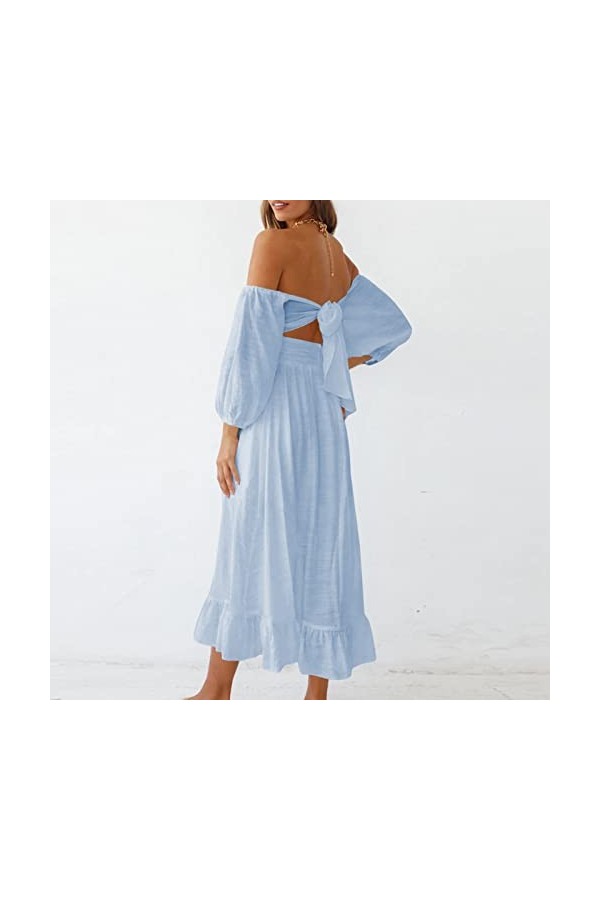 DAUZ Robe à Encolure Carrée et Demi-Manches, élégante pour Mariage de 16 