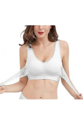 GHAKKE Soutien-Gorge en Dentelle Élégant pour Les Femmes Plus Âgées Bralette Avant Criss sous-vêtement sans Fil À Boucle Laté