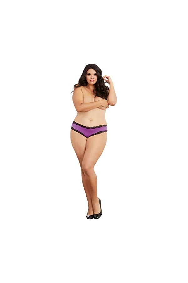 Dreamgirl Culotte coquine pour femme avec dos croisé, Iris/noir, 1X