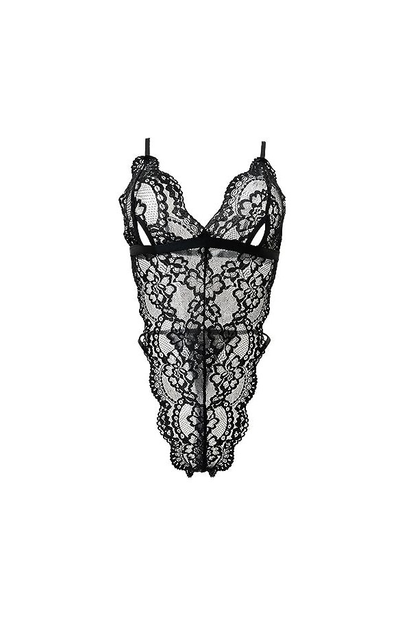 CorsetExposition Sexy d’Une Seule pièce à Lacets sans Perte de Lingerie érotique Pure, Noir, M