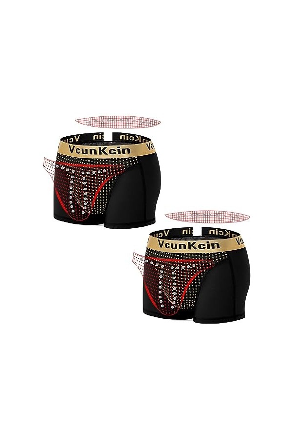 MECKOZ 2 Paquets Magnetic Therapy Energetic Men Panties sous-vêtements Dagrandissement Favorise la Croissance Secondaire Cal