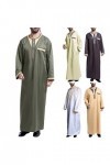Mymyguoe Robe musulmane pour homme - Robe islamique avec poche poitrine Moyen-Orient - Robe arabe saoudite - Longueur totale 