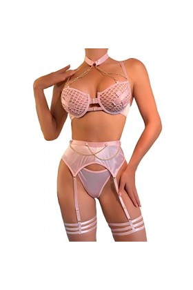 AJGRHE Lingerie Et VêTements Sexy Ensemble Lingeries Femmes Voir à Travers Maille Transparente 2 PièCes Lingerie Spicy Girl S