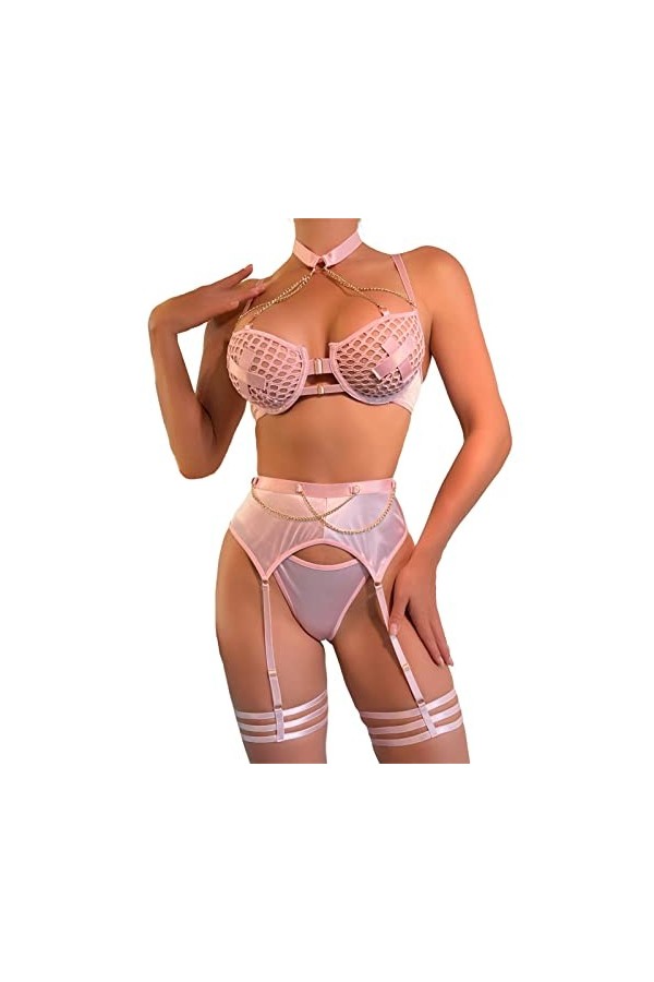 AJGRHE Lingerie Et VêTements Sexy Ensemble Lingeries Femmes Voir à Travers Maille Transparente 2 PièCes Lingerie Spicy Girl S