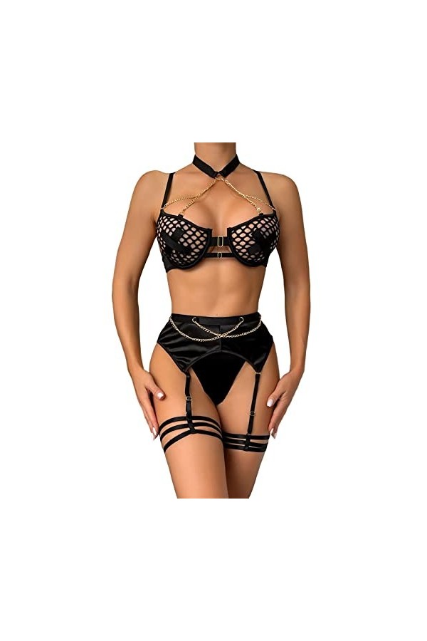 AJGRHE Lingerie Et VêTements Sexy Ensemble Lingeries Femmes Voir à Travers Maille Transparente 2 PièCes Lingerie Spicy Girl S