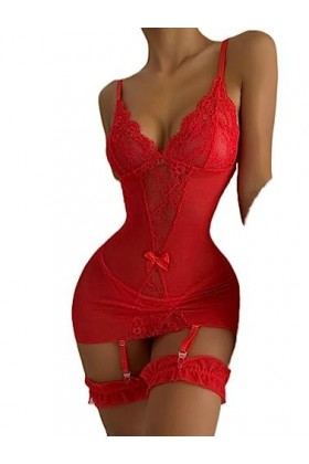 Corset Femme Sexy Dentelle Corset Maille Sheer Pyjama Noir Body String sous-Vêtements-BK,XL