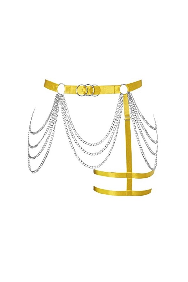 BBOHSS Femmes Body Harnais Jambes Lacets Oversize Encolure élégant Lacets Cuisses Punk Gothique Carnaval Femmes 1