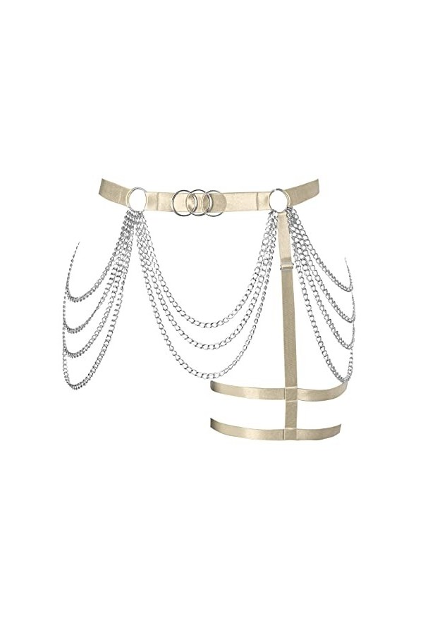 BBOHSS Femmes Body Harnais Jambes Lacets Oversize Encolure élégant Lacets Cuisses Punk Gothique Carnaval Femmes 1