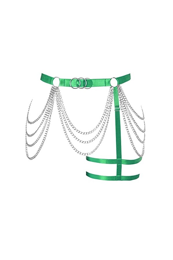 BBOHSS Femmes Body Harnais Jambes Lacets Oversize Encolure élégant Lacets Cuisses Punk Gothique Carnaval Femmes 1