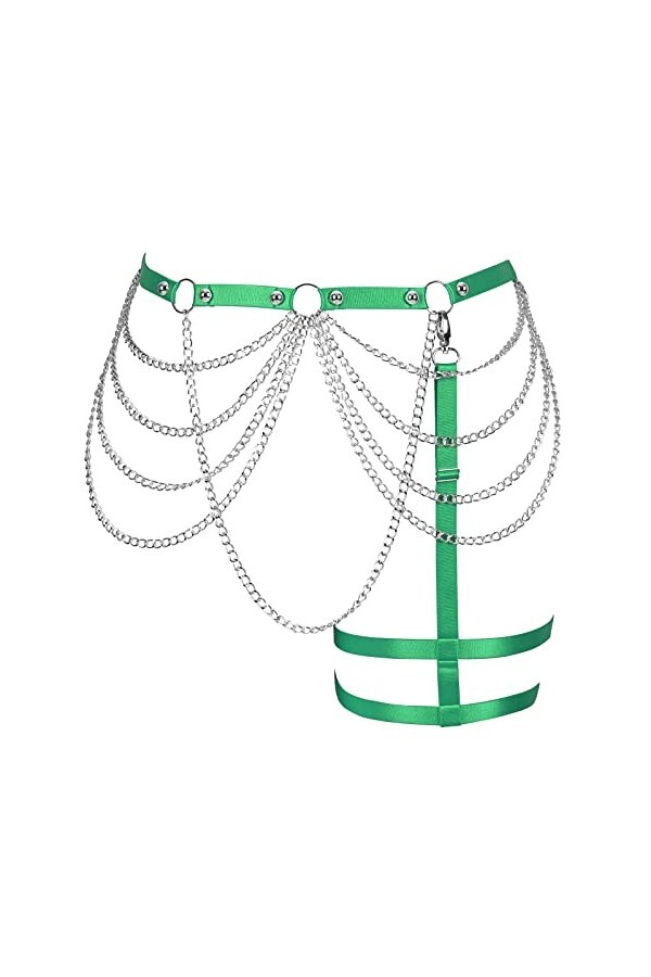 BBOHSS Femmes Body Sling mode leg ligature plus de taille encolure ligature cuisse punk gothique carnaval vêtements pour femm