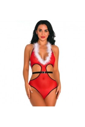 SMBHIAON Lingerie De Noël Sexy pour Femme – Couleur Unie, Dos Nu, Dos Nu, Jupe De Nuit Érotique, Créativité, Col en V Profond