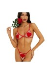 Ensemble De Lingerie Sexy pour Noël - Haut De Soutien-Gorge À Bretelles Réglables À Col en V Profond De Couleur Unie, Ensembl