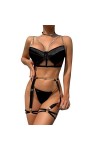 Lingeries Sexy pour Femmes Taches Body Nuisette À Bretelles avec Porte-Jarretelles Cou Soutien-Gorge Et Culotte Sexy Soutien-