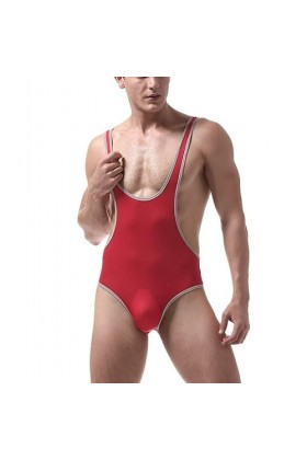 HYQPAI Body Homme Maillot de Corps Sans Manches Ice Silk Wrestling Singlet Jumpsuit Sous-Vêtements Une Pièce Lingerie Bodysui