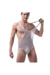 HYQPAI Body Homme Maillot de Corps Sans Manches Ice Silk Wrestling Singlet Jumpsuit Sous-Vêtements Une Pièce Lingerie Bodysui