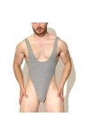 HYQPAI Homme Body String Coupe Haute Polyester Mankini Bodysuit Maillot de Corps Sans Manches Combinaison Singlet Body Linger