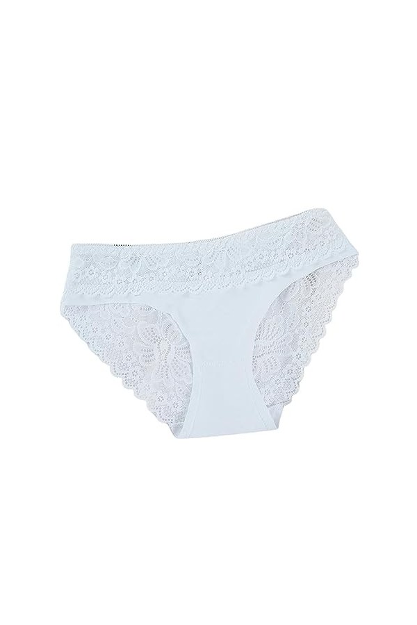 KATIAK Culotte Femme Pack De 3 Fleurs Dentelle Femmes Culottes Femmes Évidées Taille Basse Culottes Femmes-Le Cuir-L