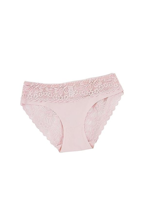 KATIAK Culotte Femme Pack De 3 Fleurs Dentelle Femmes Culottes Femmes Évidées Taille Basse Culottes Femmes-Le Cuir-L